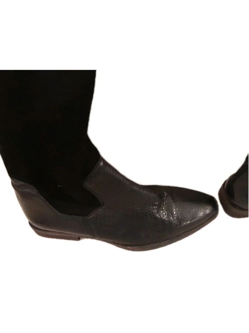 FREE PEOPLE-BICOASTAL Over Knee Boots-Black- Low Heel-Zip & Tie Sz 36/6